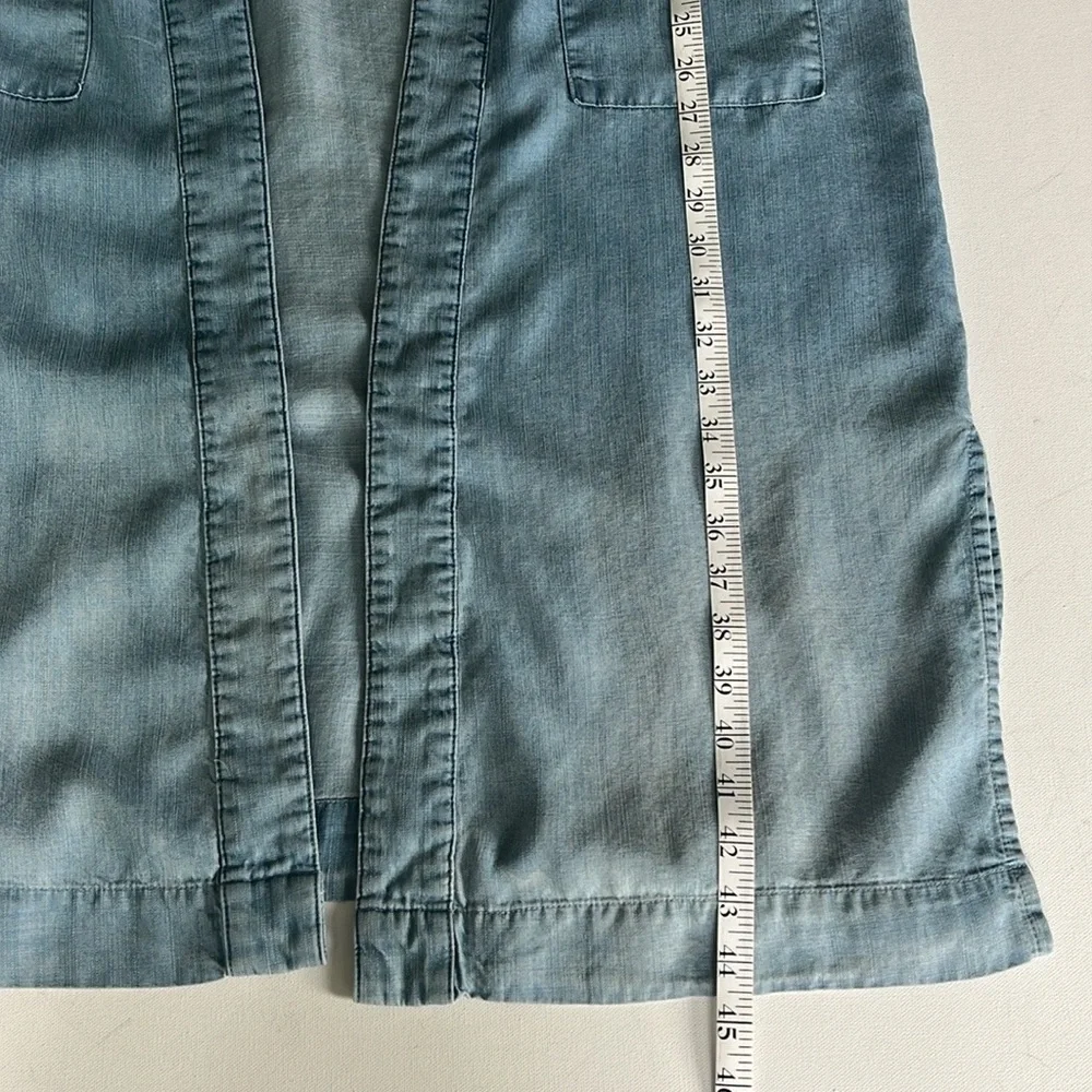 Embroidered Denim Duster with Cross Design - Picture 2 of 8